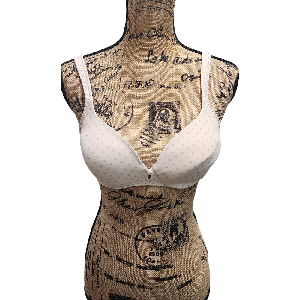 Bali 36B Lightly Padded Polka Dot Bra Adjustable Straps Underwire Support
